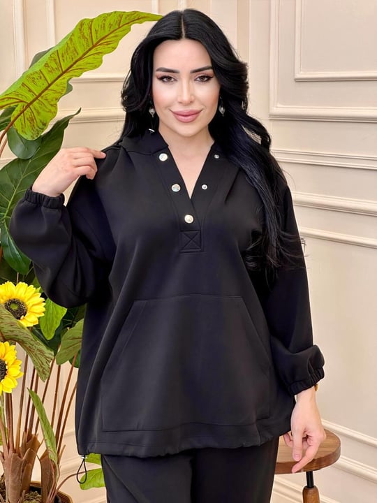 Çıt Çıtlı Kaanguru Cepli Spor Takım 34478 T24 Siyah