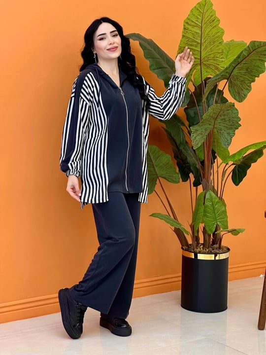 Çizgi Detay Spor Takım 70081 T-25 Siyah