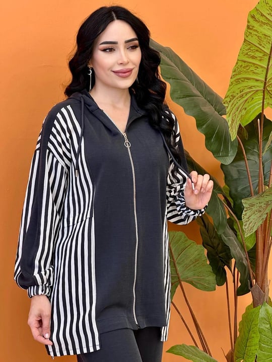 Çizgi Detay Spor Takım 70081 T-25 Siyah