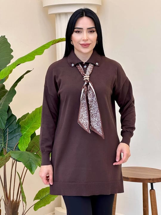 Corsman Fularlı Tunik 140506 T-25 Kahverengi
