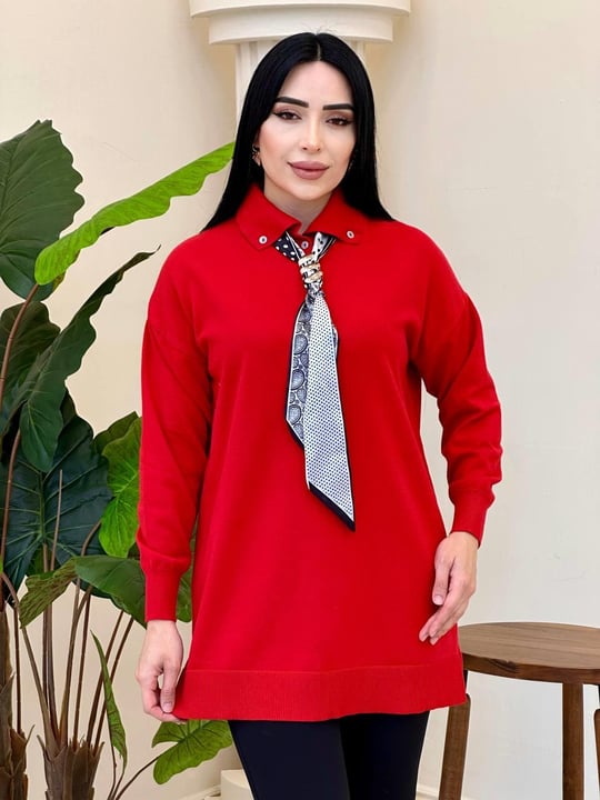 Corsman Fularlı Tunik 140506 T-25 Kırmızı