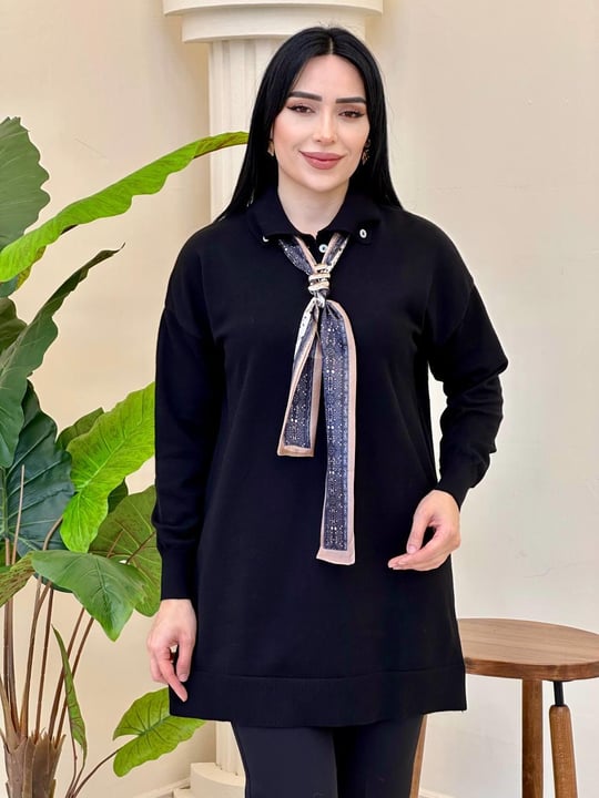 Corsman Fularlı Tunik 140506 T-25 Siyah