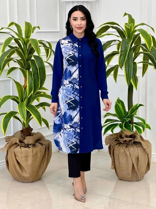 Dijital Baskı Tunik5416 Saks