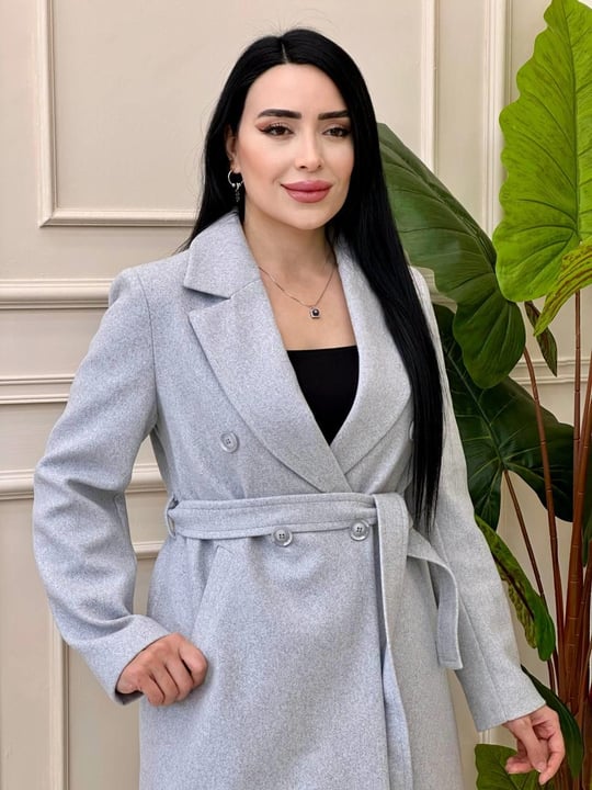Dört Düğmeli Kaşe Kaban 3120 Gri