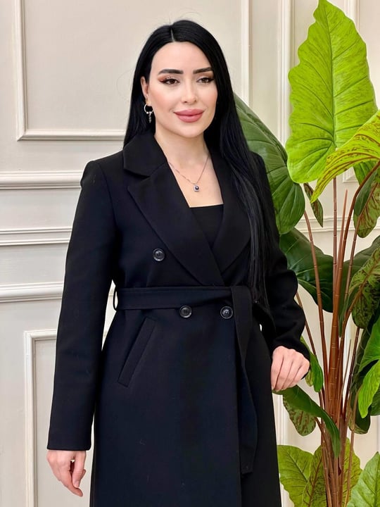 Dört Düğmeli Kaşe Kaban 3120 Siyah