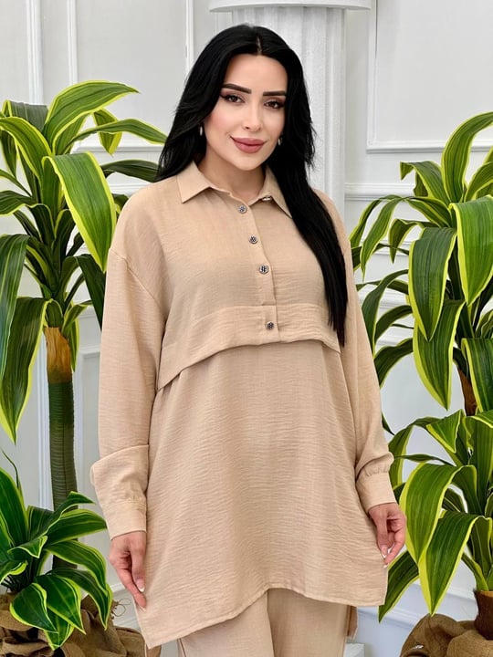 Düğme Detay Spor İkili Takım 9432 t-24 Bej
