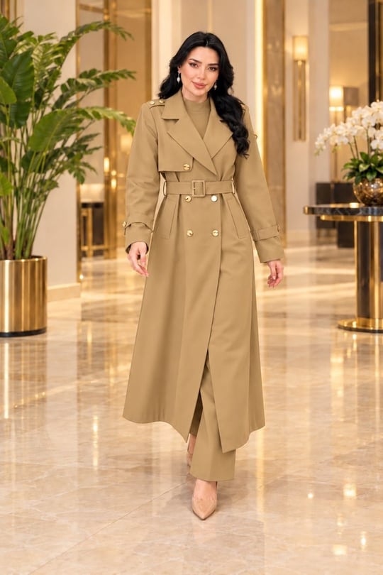 Düğme Detay Trenç 2683 T-26 Camel