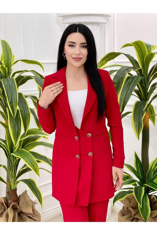 Düğmeli İkili Takım 918 Kırmızı