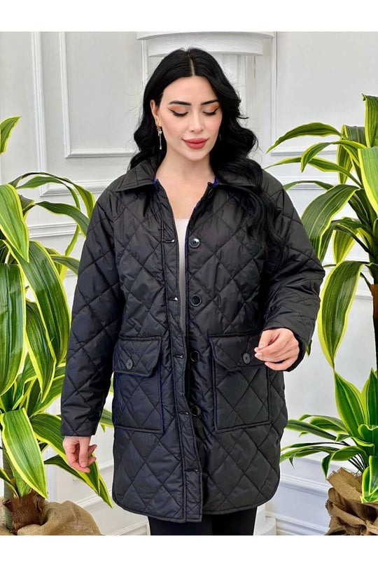 Düğmeli Kapitone Giy Çık 15137 Siyah