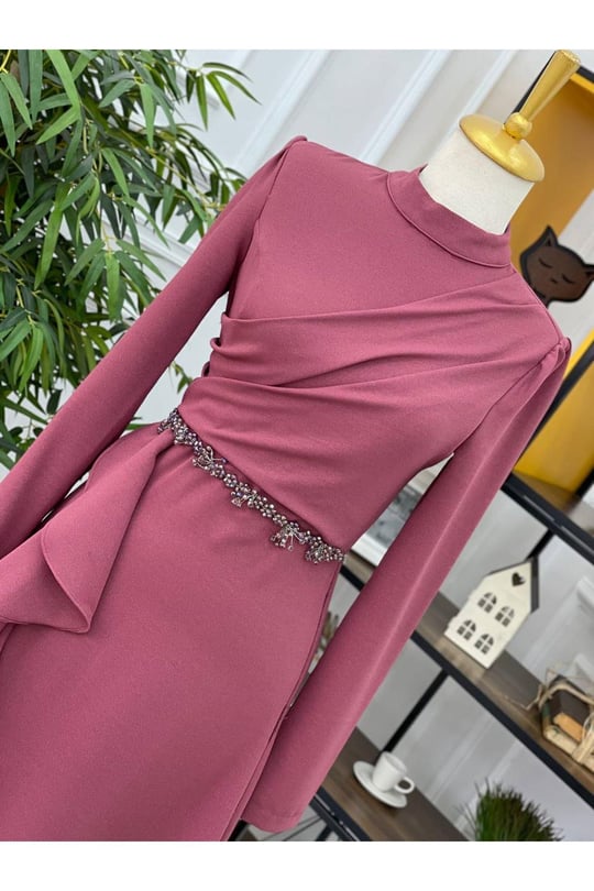 Eteği Volanlı Elbise 1177 Rose