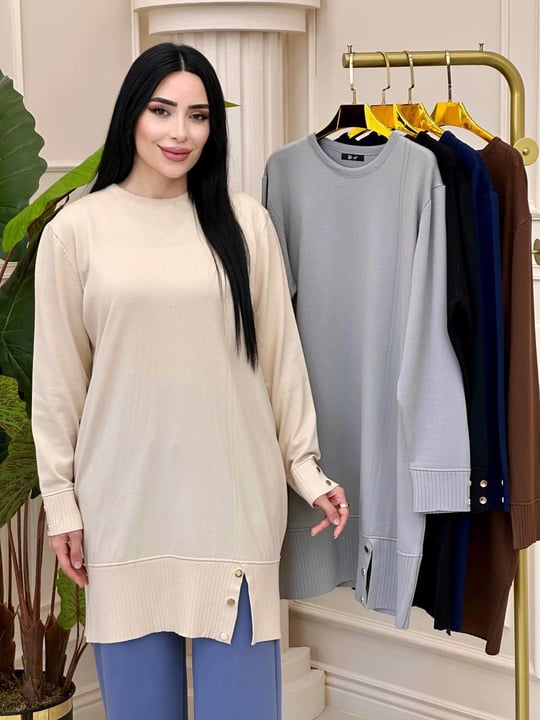 Eteği Zimbalı Tunik 5450 t-24 Bej