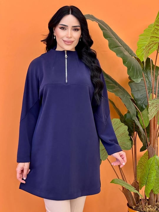 Fermuar Detay Oyşo Tunik 10611 T-25 Lacivert