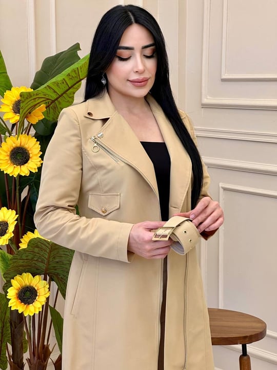 Fermuarlı Trenç 251554 t-25 Camel