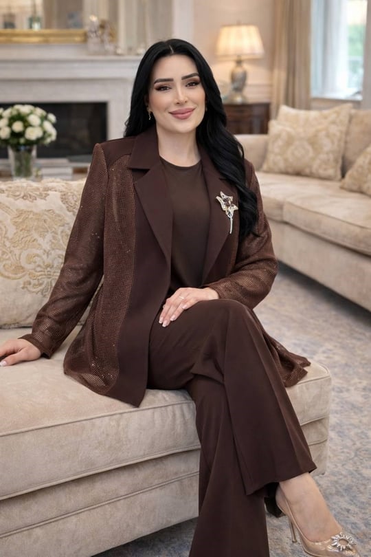 File Ceket Üçlü Takım 5027 T-26 Kahverengi