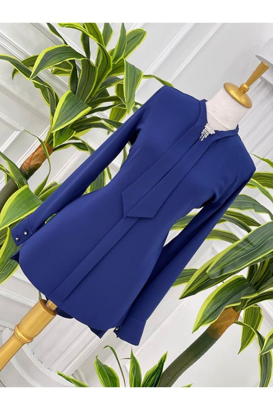 Fularlı Tunik 583 Saks