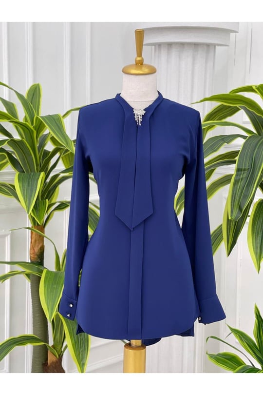 Fularlı Tunik 583 Saks