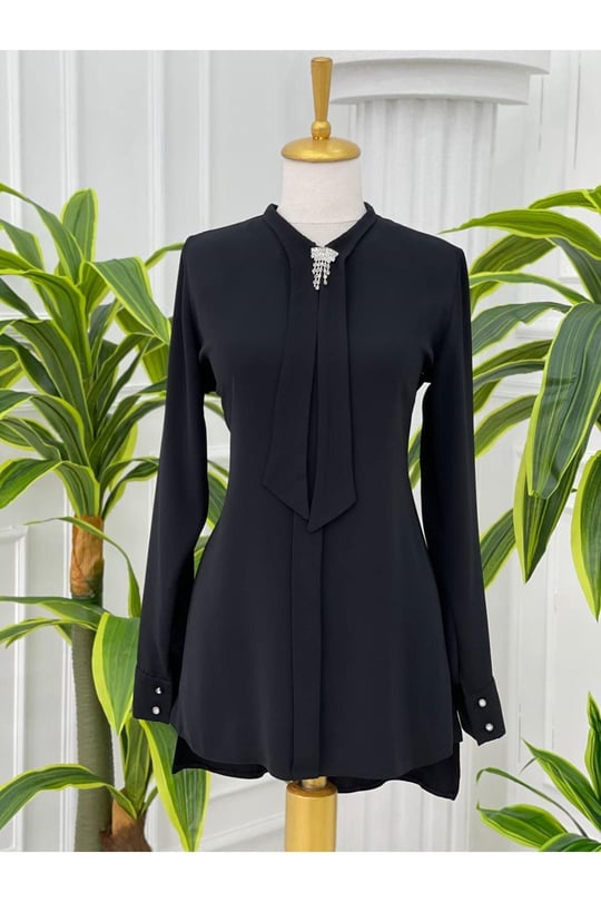 Fularlı Tunik 583 Siyah