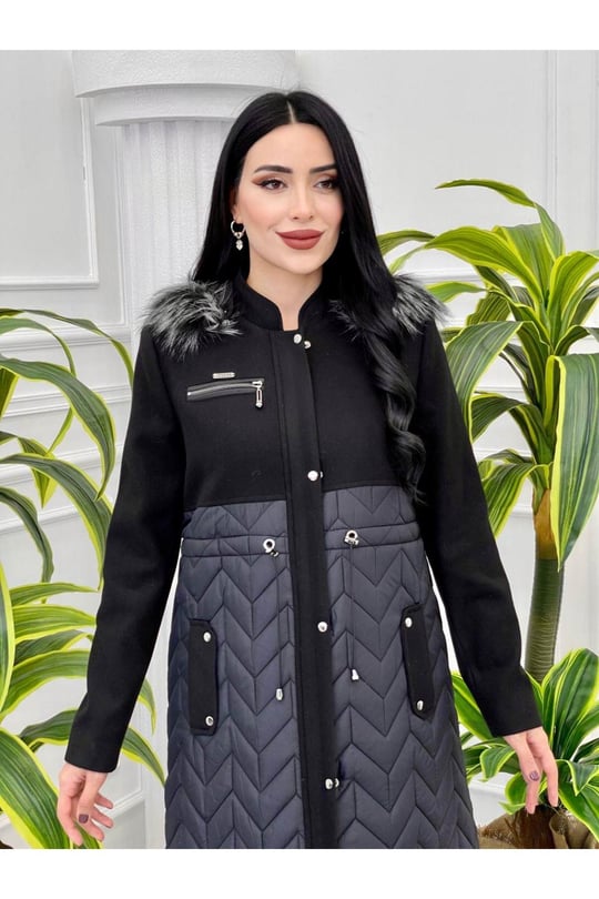 Geçişli Kaşe Kaban 536 Siyah