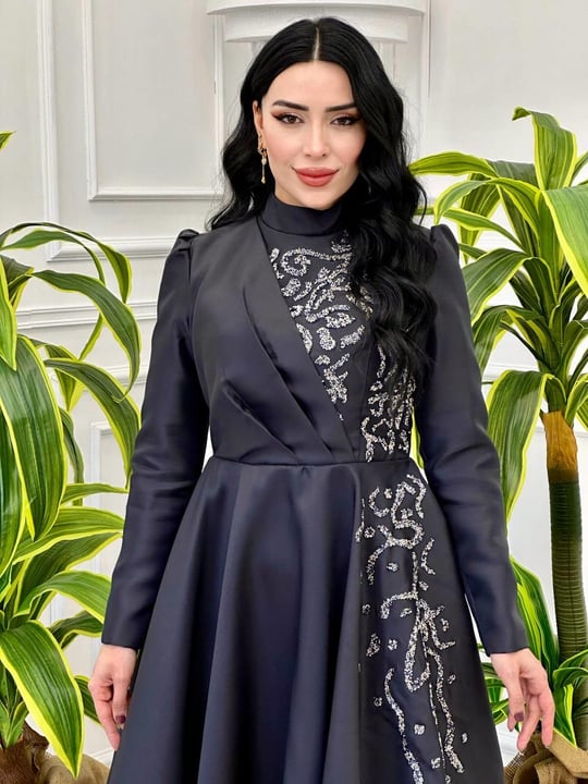 Ğögüs Drape Taş İşleme Abiye 1200 Siyah