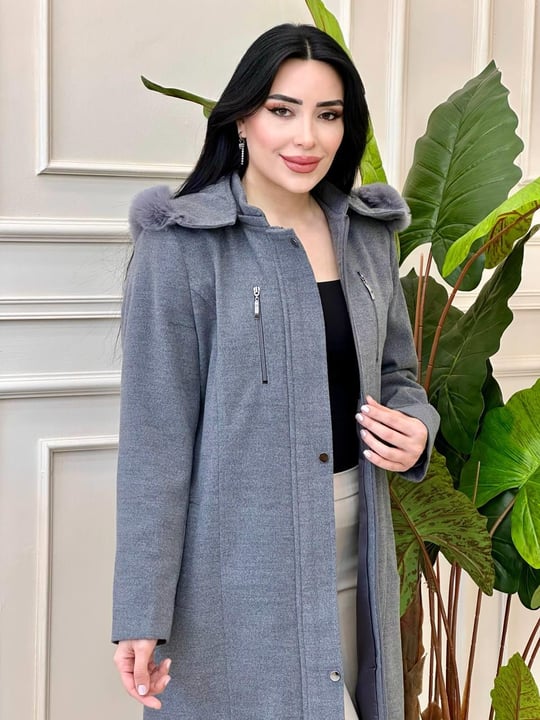 Gögüs Fermuar Kaşe Kaban 8216 t-24 Füme