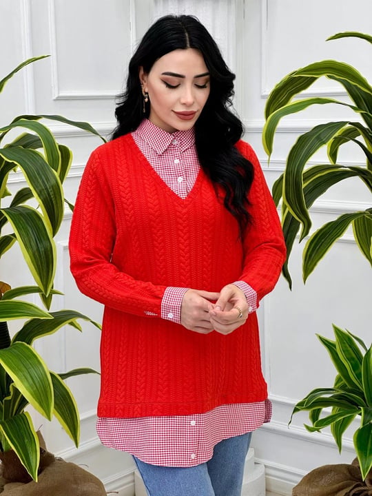 Gömlekli Tunik 7633-T24 Nar Çiçeği