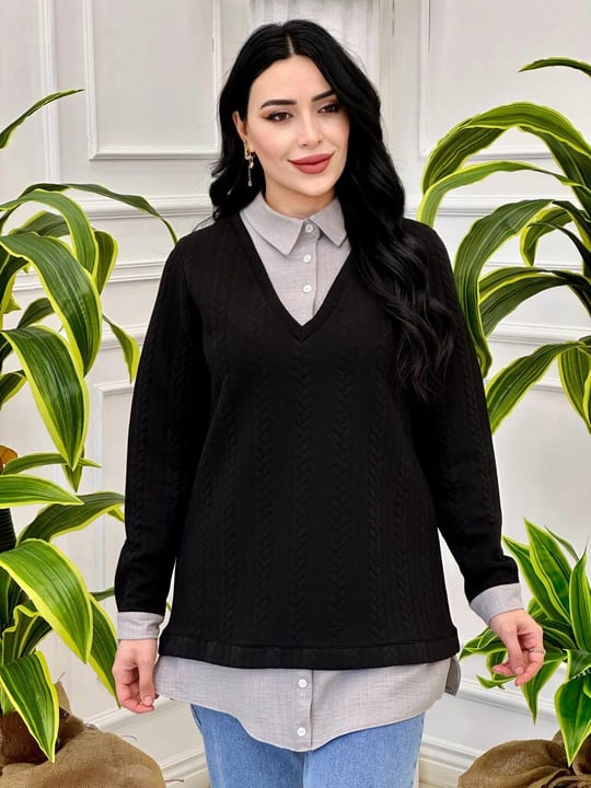 Gömlekli Tunik 7633-T24 Siyah