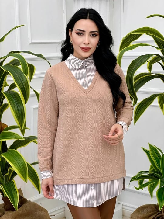 Gömlekli Tunik 7633-T24 Vizon