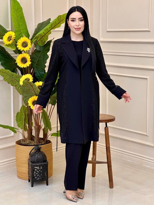 Güpür Ceket Üçlü Takım 5001 t25 Siyah