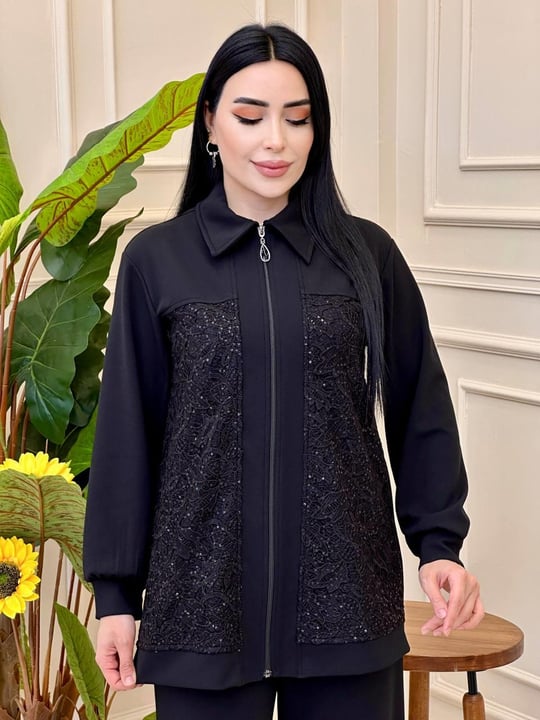 Güpür Detay Spor Takım 3012 t25 Siyah