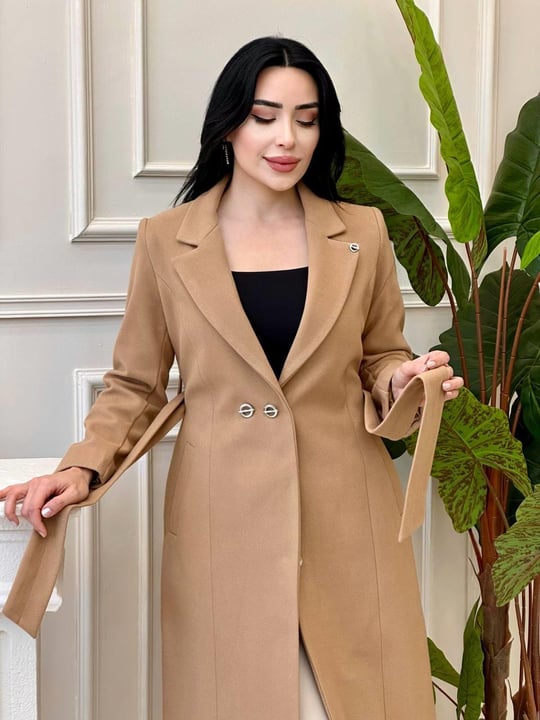 İki Düğme Kaşe Kaban 5092 t-24 Camel