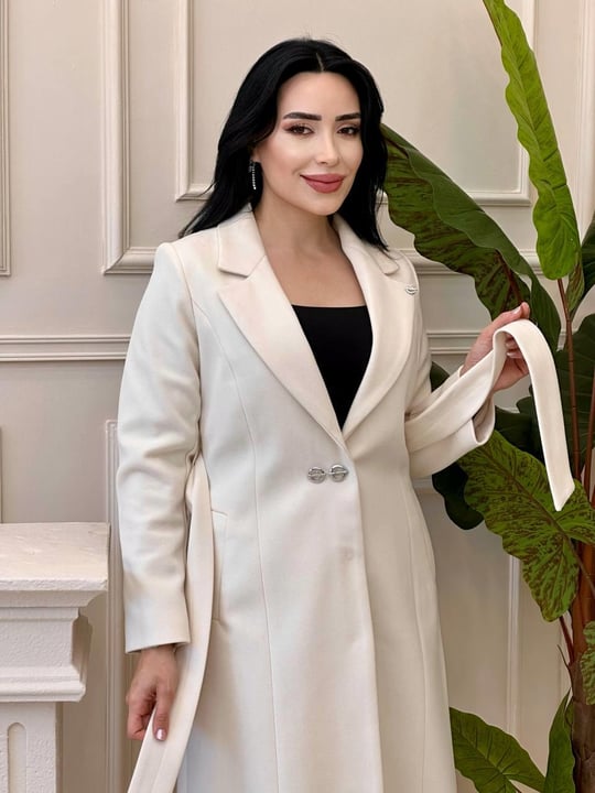 İki Düğme Kaşe Kaban 5092 t-24 Ekru