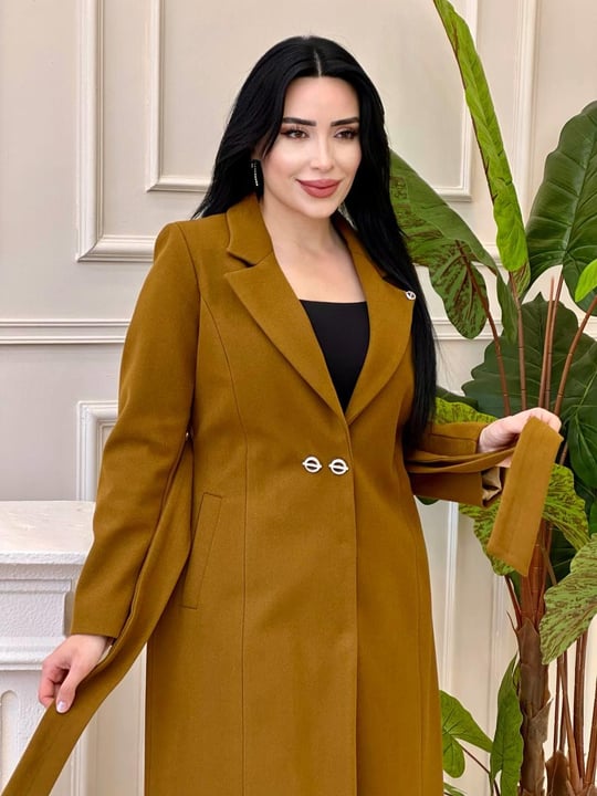 İki Düğme Kaşe Kaban 5092 t-24 Tütün