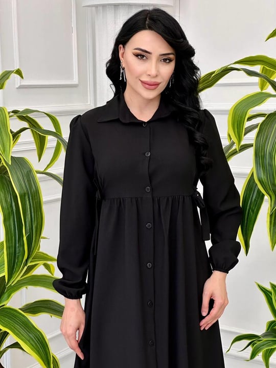 İki Yan Bağlamalı Elbise 5079 tk-24 Siyah