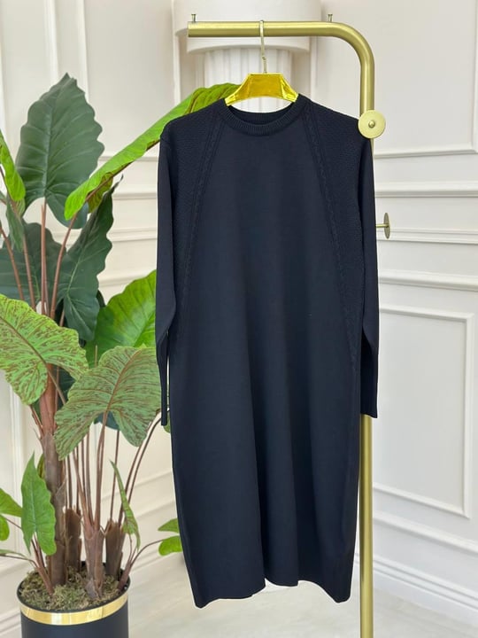 İki Yan Desen Triko Tunik 34119 t-24 Siyah