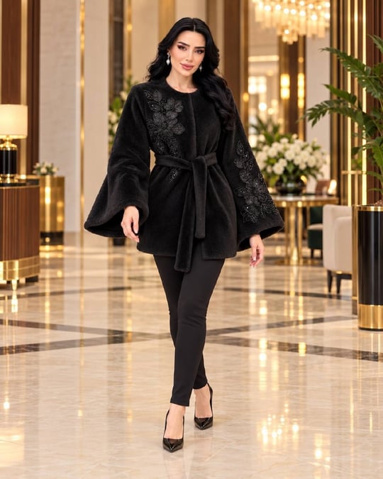 İşleme Detay Angora Giy-Çık 9051 T-26 Siyah
