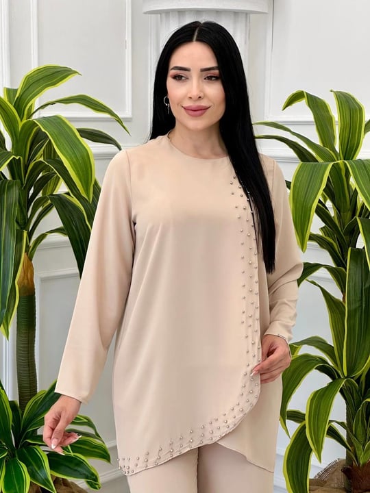 İşlemeli İkili Takım 100289 t-24 Latte