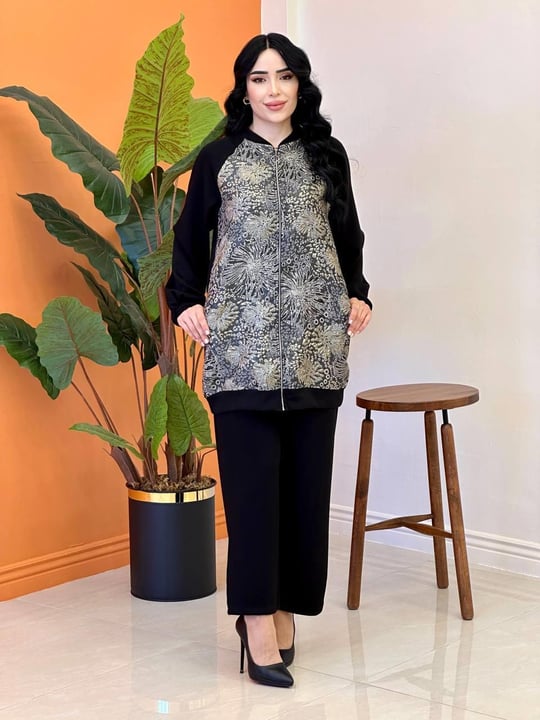 Kabartma Desen İkili Takım 120238 T-25 Siyah