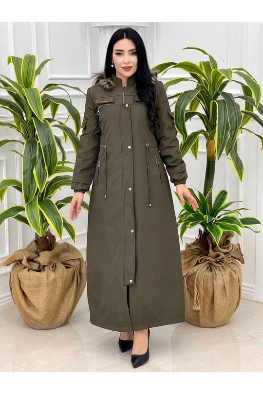 Kapak Detay Tam Boy Parka 4220 Haki