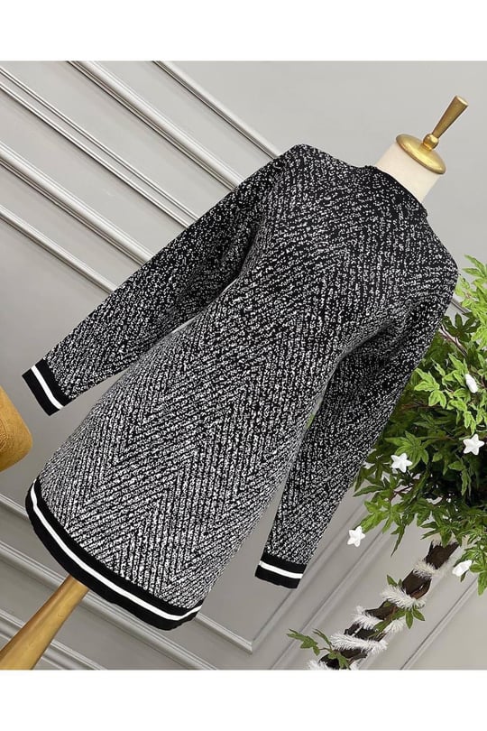 Kar taneli triko tunik 6016-Siyah