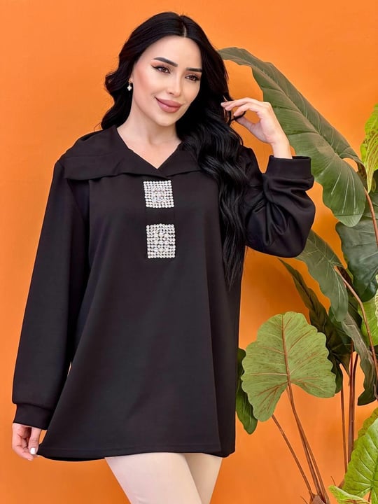Kare Kaş Detay Oyşo Tunik 1089 T-25 Siyah