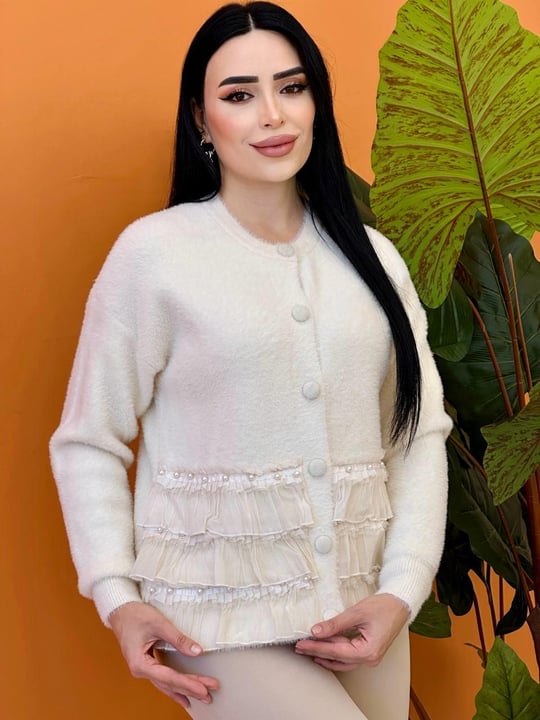Kat Kat Detay Angora Hırka 141791 T-25 Ekru