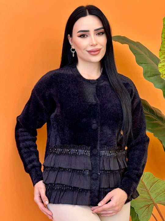 Kat Kat Detay Angora Hırka 141791 T-25 Siyah