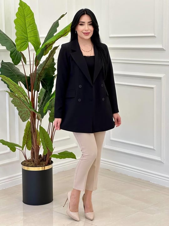 Kemerli Blazer Ceket 140060 c-25 Siyah