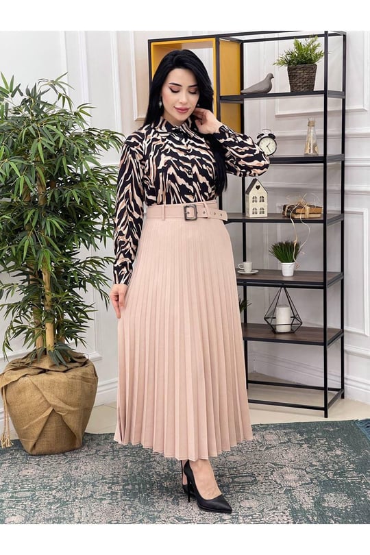 Kemerli Pilise Etek 12800 Bej