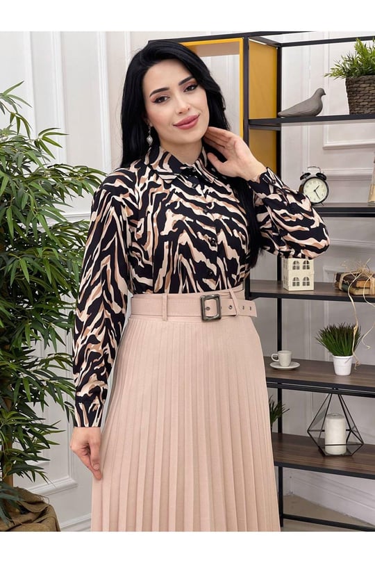 Kemerli Pilise Etek 12800 Bej
