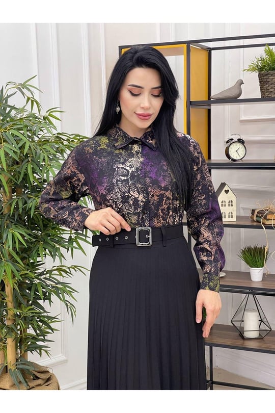 Kemerli Pilise Etek 12800 Siyah