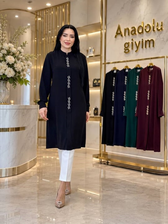 Kesik Şerit Taş Tunik 854 T-26 Siyah