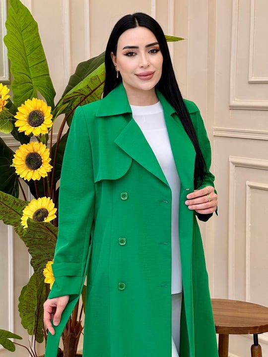 Klasik Trenç Kap 4104 Benetton Yeşili