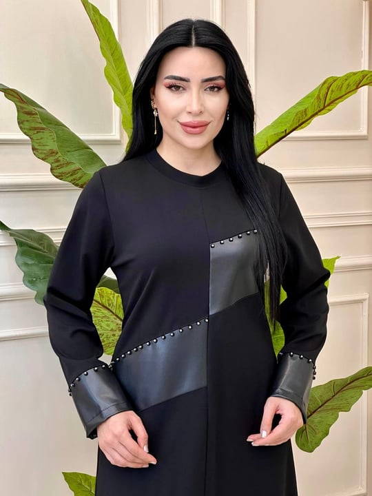 Kol Manşet Deri Elbise 2412 t-24 Siyah