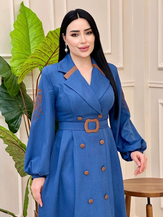Kol Nakış Elbise 7033 e025 İndigo